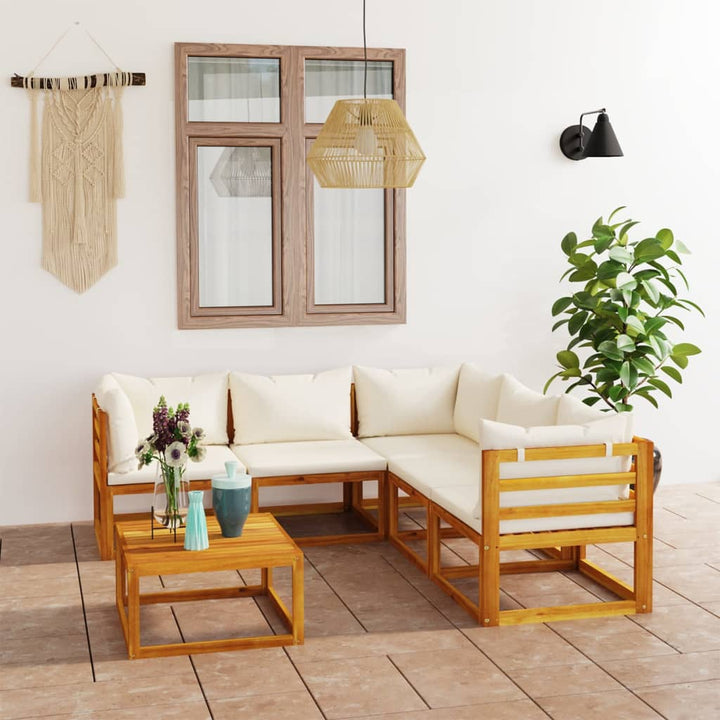 Set Mobilier Grădină Cu Perne, 6 Piese, Lemn Masiv Acacia