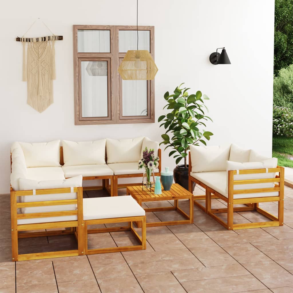 Set Mobilier Grădină Cu Perne, 6 Piese, Lemn Masiv Acacia