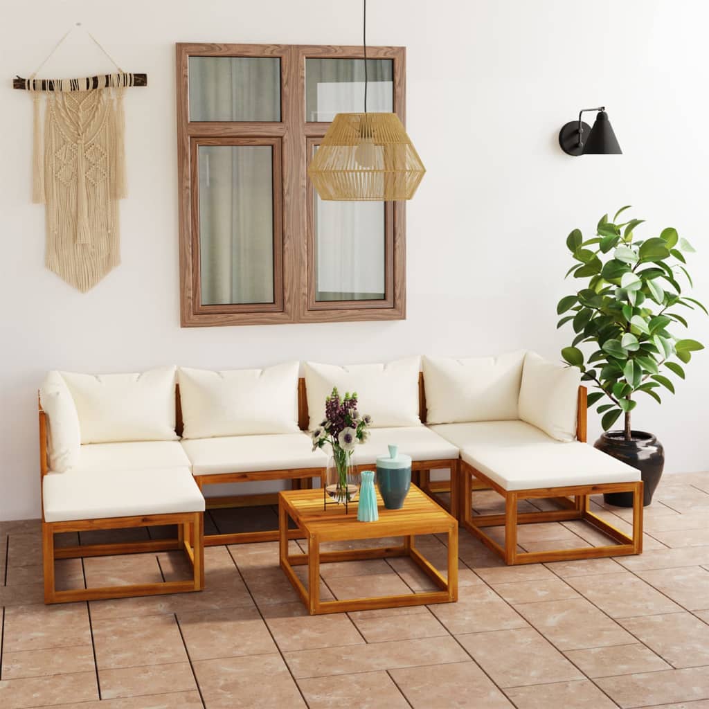Set Mobilier Grădină Cu Perne, 6 Piese, Lemn Masiv Acacia