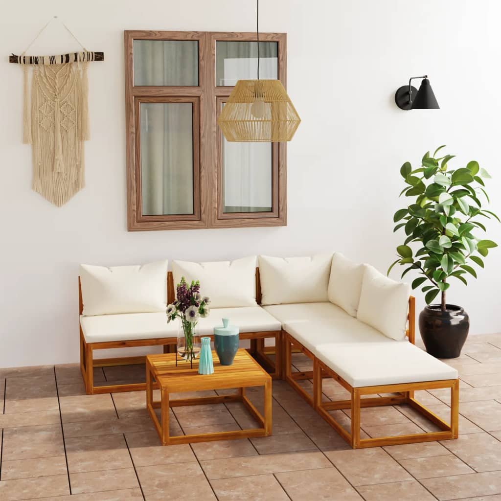 Set Mobilier Grădină Cu Perne, 6 Piese, Lemn Masiv Acacia