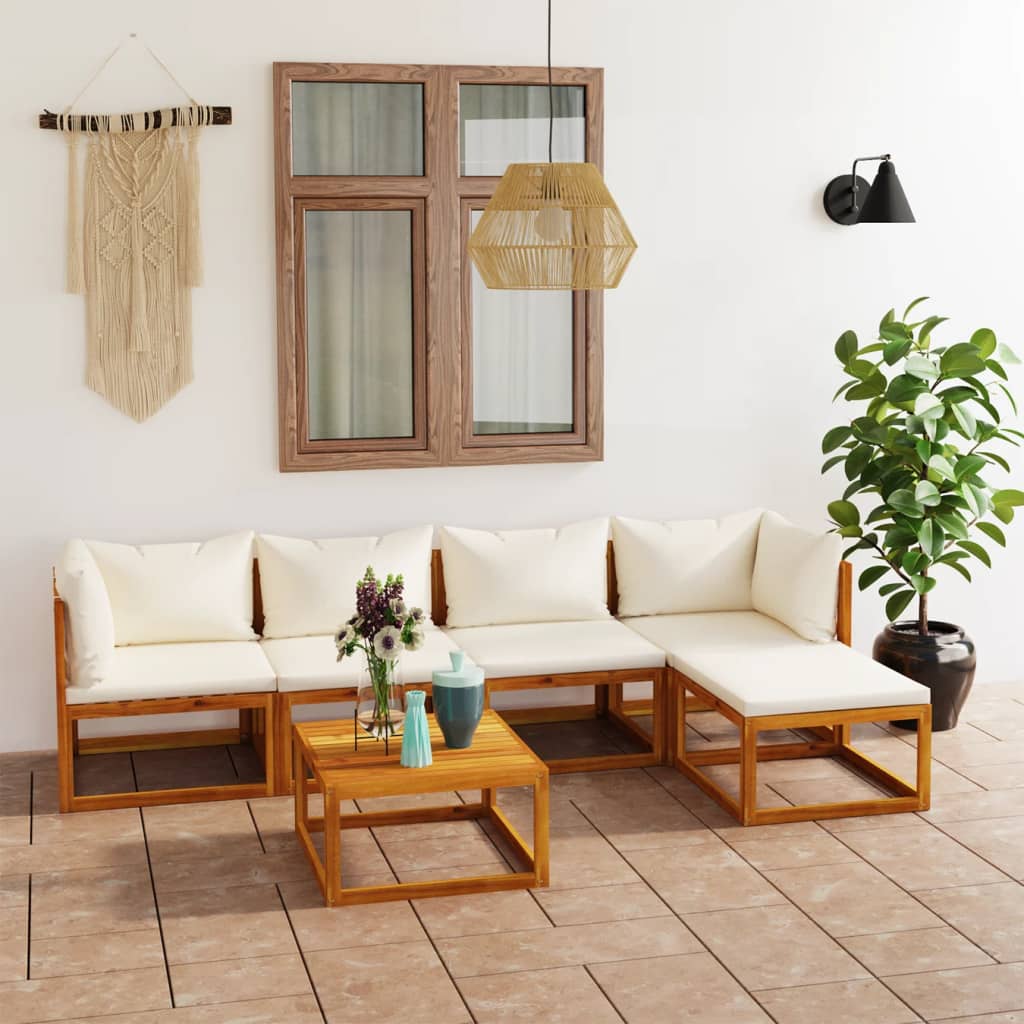 Set Mobilier Grădină Cu Perne, 6 Piese, Lemn Masiv Acacia