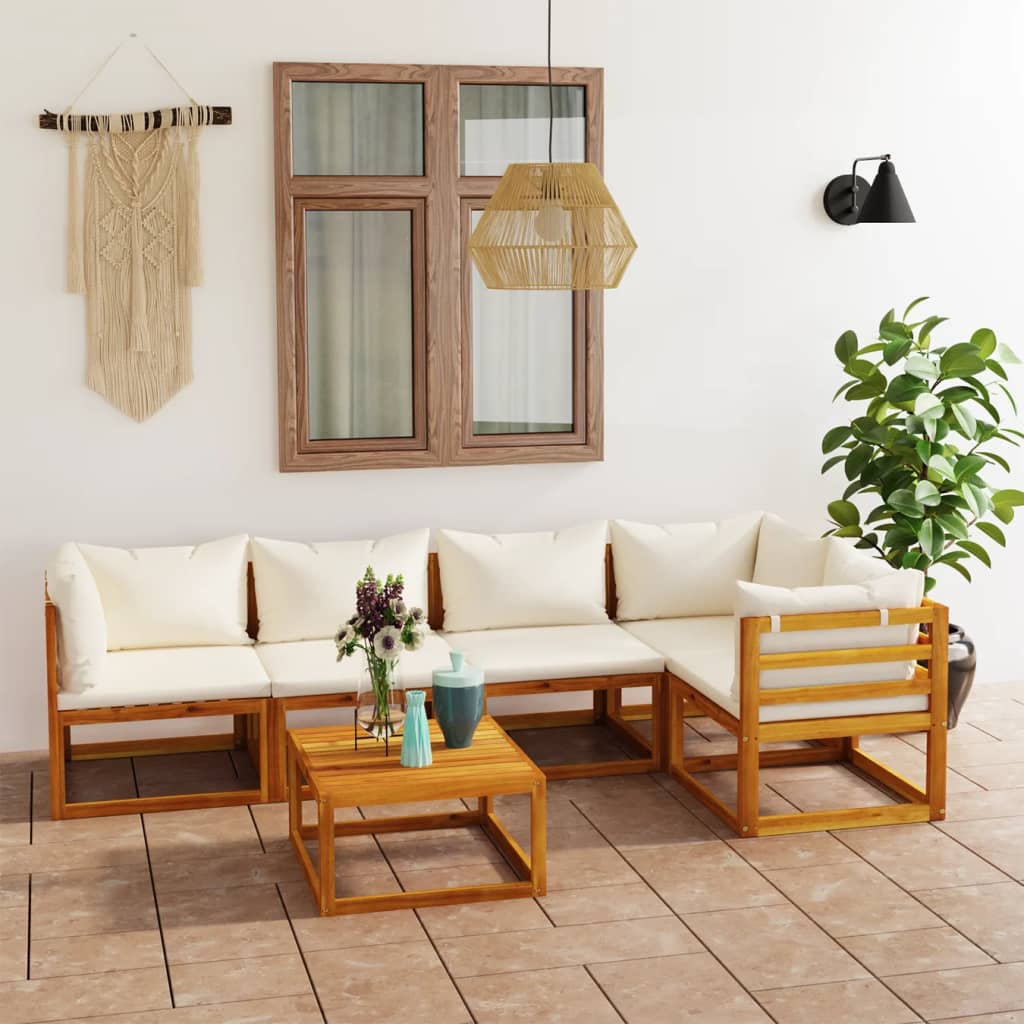 Set Mobilier Grădină Cu Perne, 6 Piese, Lemn Masiv Acacia