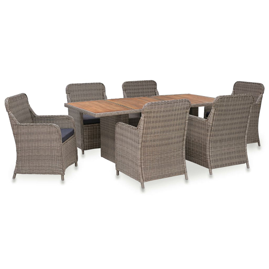 Set Mobilier De Exterior Cu Perne, 7 Piese, , Poliratan