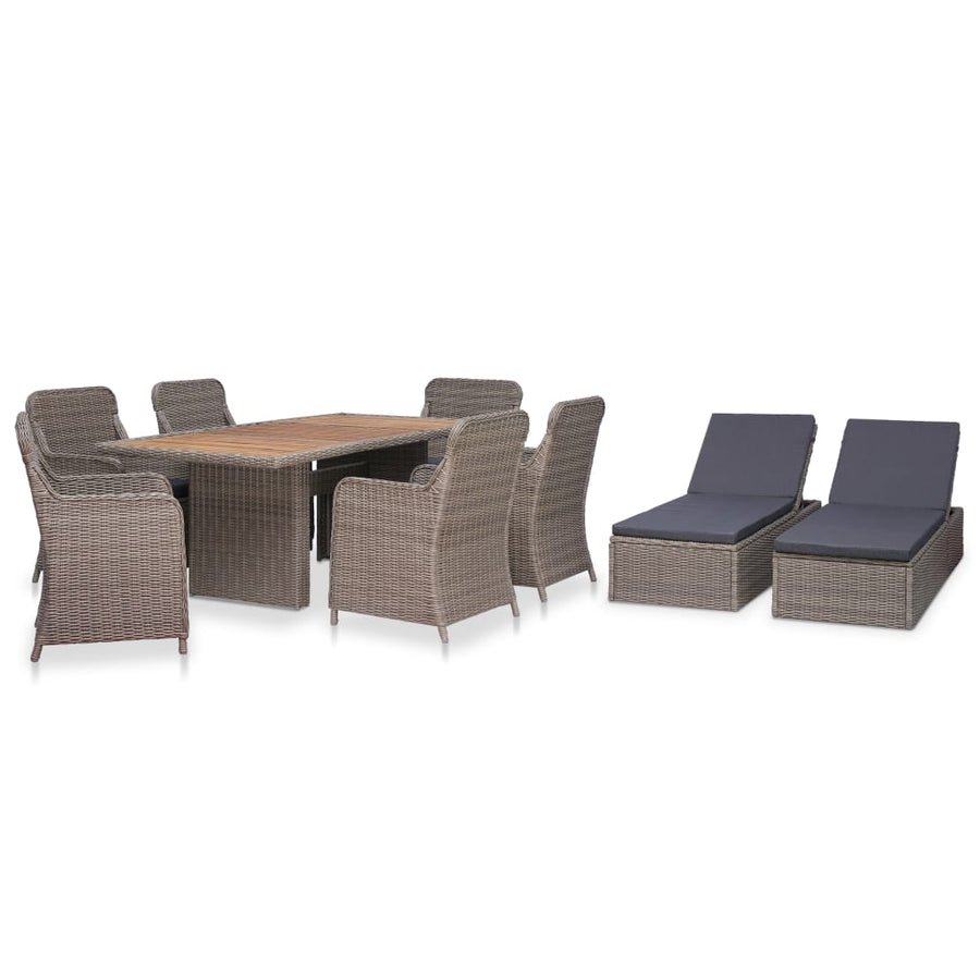Set Mobilier De Exterior, 9 Piese, , Poliratan