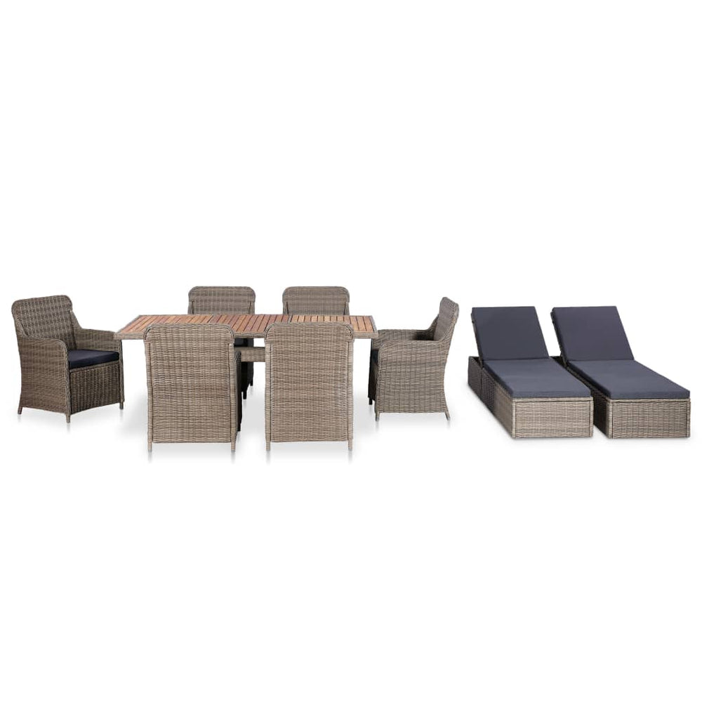 Set Mobilier De Exterior, 9 Piese, , Poliratan