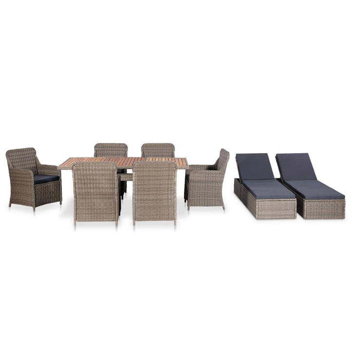 Set Mobilier De Exterior, 9 Piese, , Poliratan