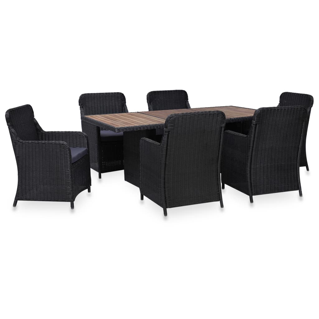 Set Mobilier De Exterior Cu Perne, 7 Piese, , Poliratan