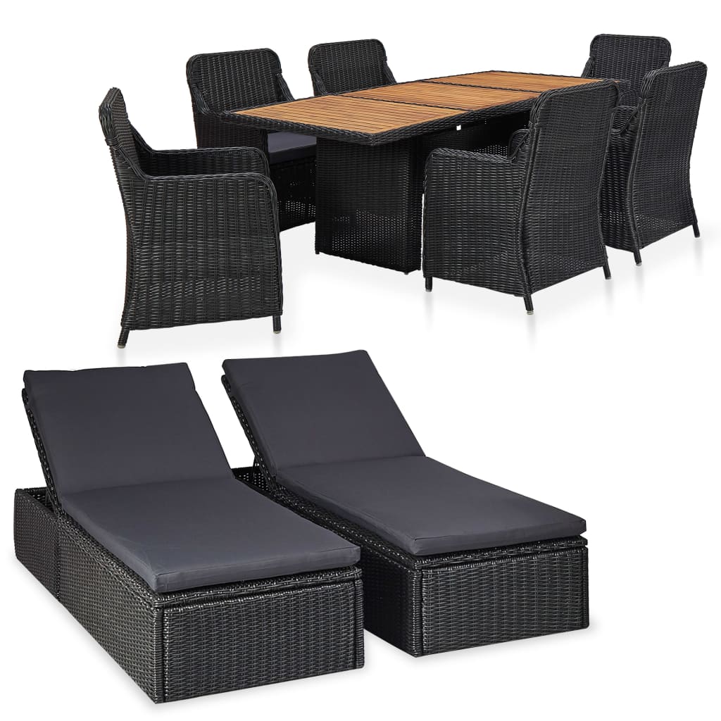 Set Mobilier De Exterior, 9 Piese, , Poliratan