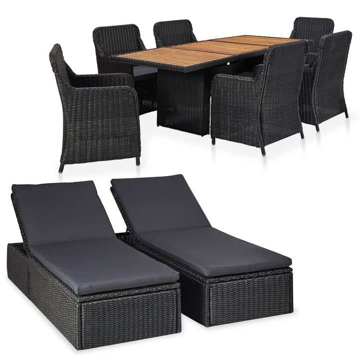 Set Mobilier De Exterior, 9 Piese, , Poliratan