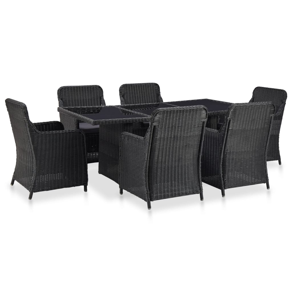 Set Mobilier De Exterior Cu Perne, 7 Piese, , Poliratan