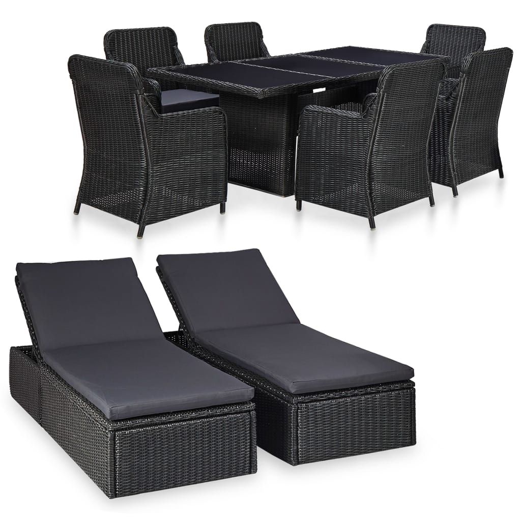 Set Mobilier De Exterior, 9 Piese, , Poliratan