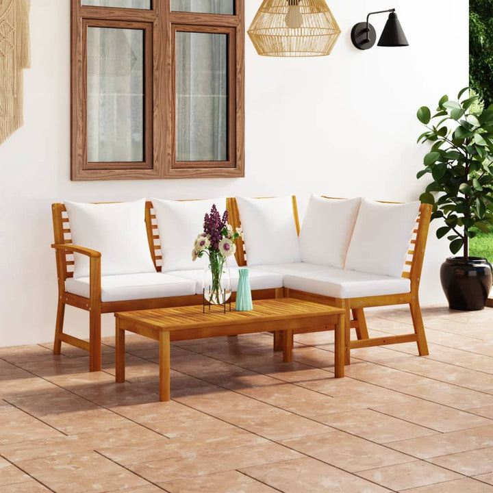 Set Mobilier De Grădină Cu Perne, 4 Piese, Lemn Masiv De Acacia