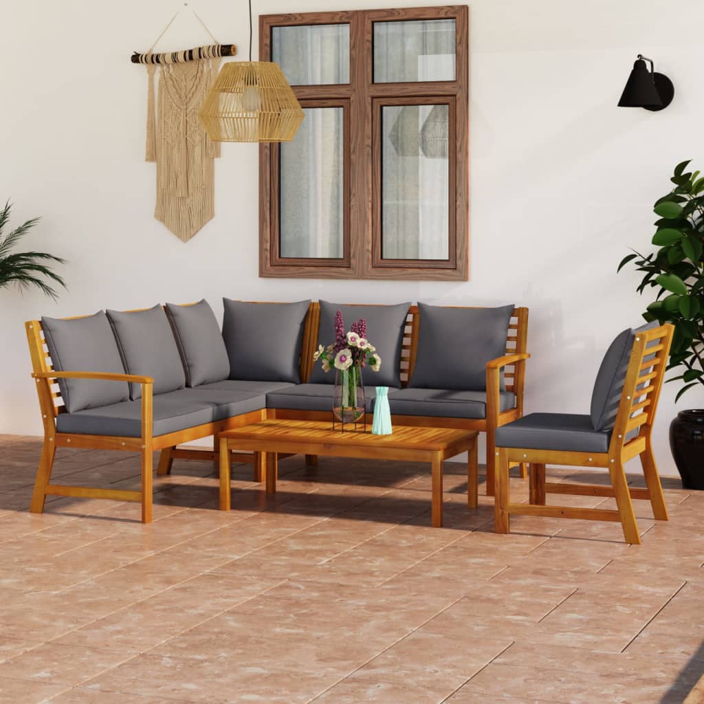 Set Mobilier De Grădină Cu Perne, 4 Piese, Lemn Masiv De Acacia
