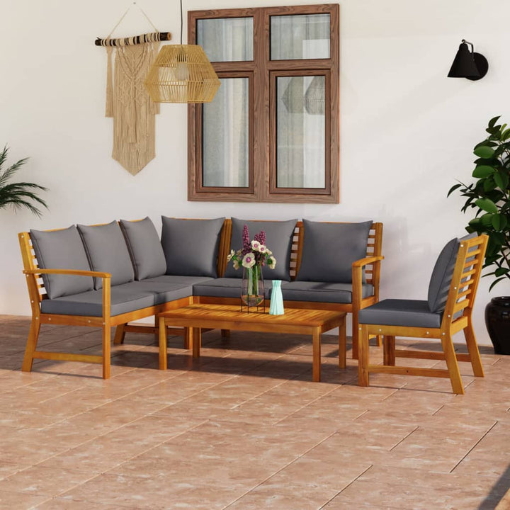 Set Mobilier De Grădină Cu Perne, 4 Piese, Lemn Masiv De Acacia