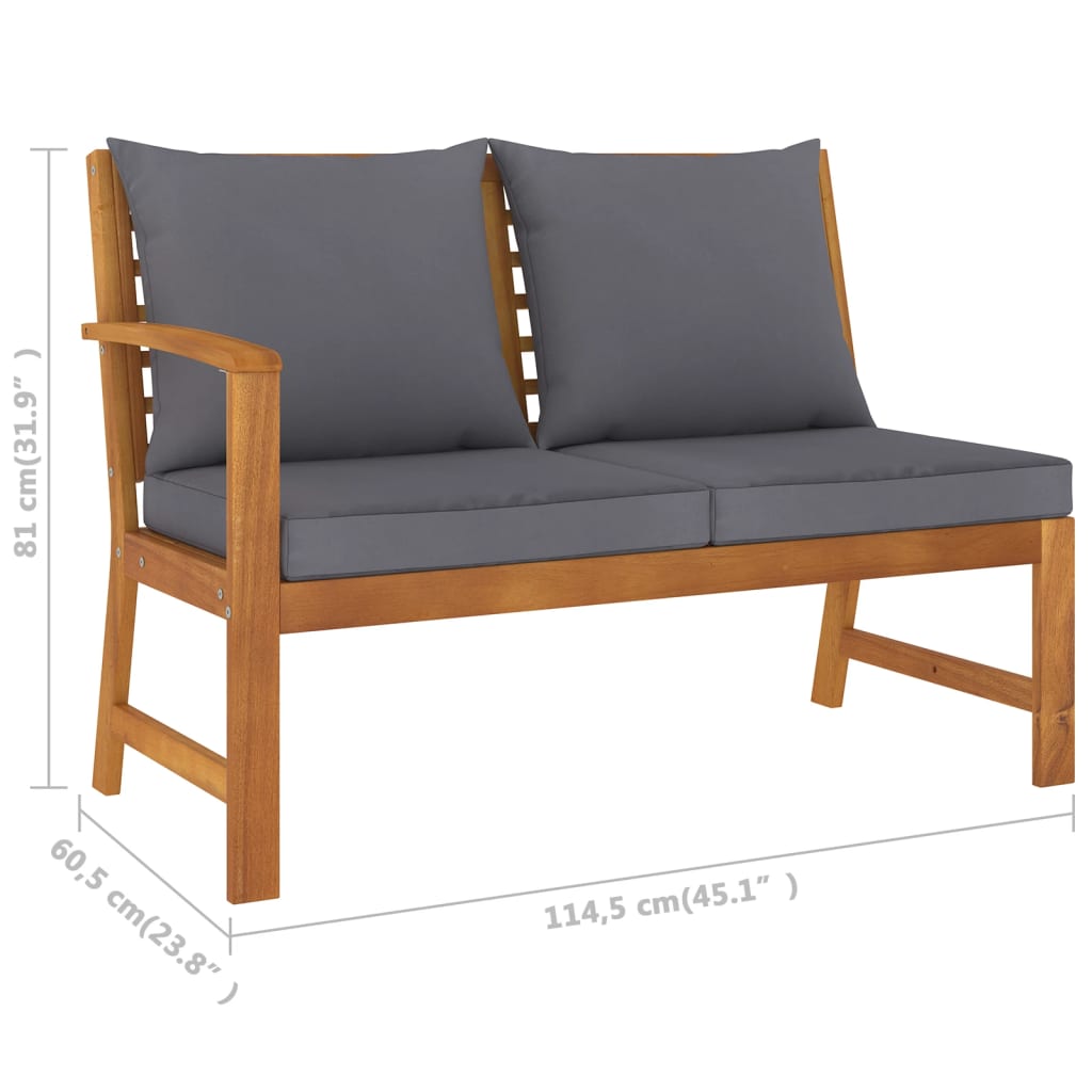 Set Mobilier De Grădină Cu Perne, 4 Piese, Lemn Masiv De Acacia