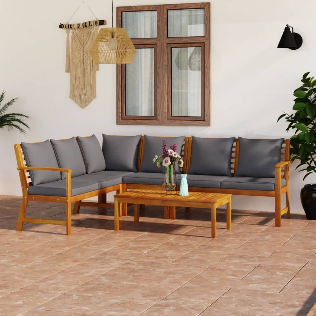 Set Mobilier De Grădină Cu Perne, 4 Piese, Lemn Masiv De Acacia
