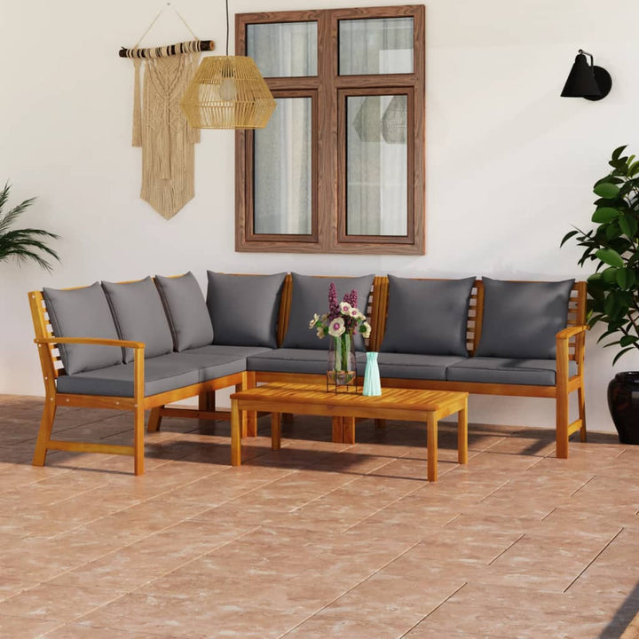 Set Mobilier De Grădină Cu Perne, 4 Piese, Lemn Masiv De Acacia