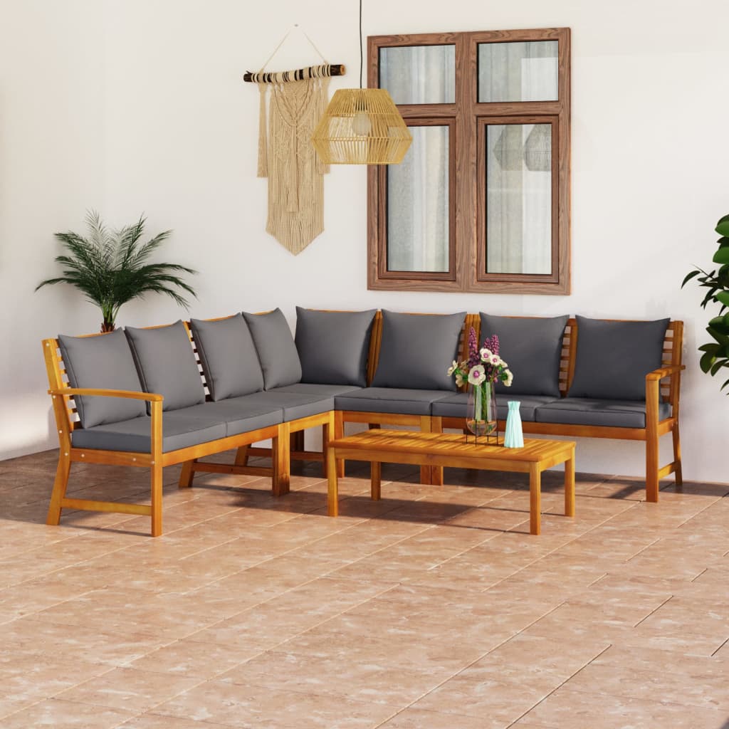 Set Mobilier De Grădină Cu Perne, 4 Piese, Lemn Masiv De Acacia