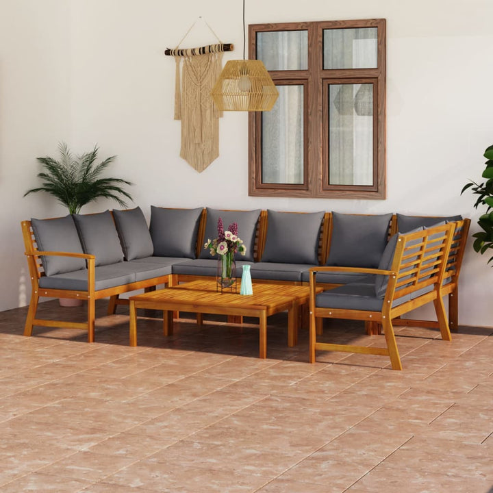 Set Mobilier De Grădină Cu Perne, 4 Piese, Lemn Masiv De Acacia