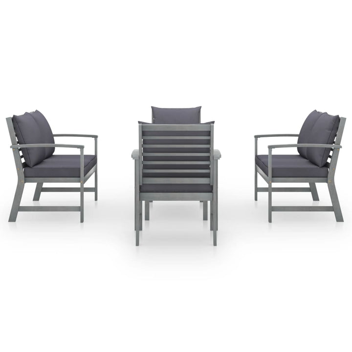 Set Mobilier De Grădină Cu Perne, 5 Piese, , Lemn De Acacia