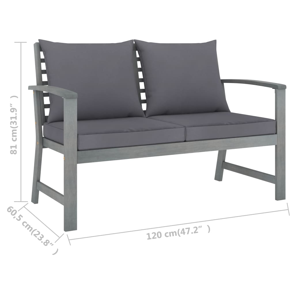 Set Mobilier De Grădină Cu Perne, 5 Piese, , Lemn De Acacia