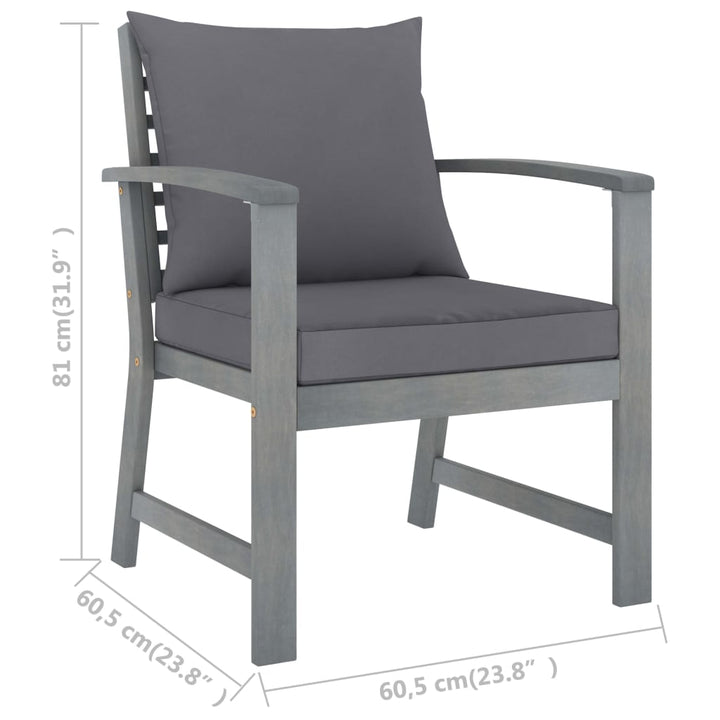 Set Mobilier De Grădină Cu Perne, 5 Piese, , Lemn De Acacia