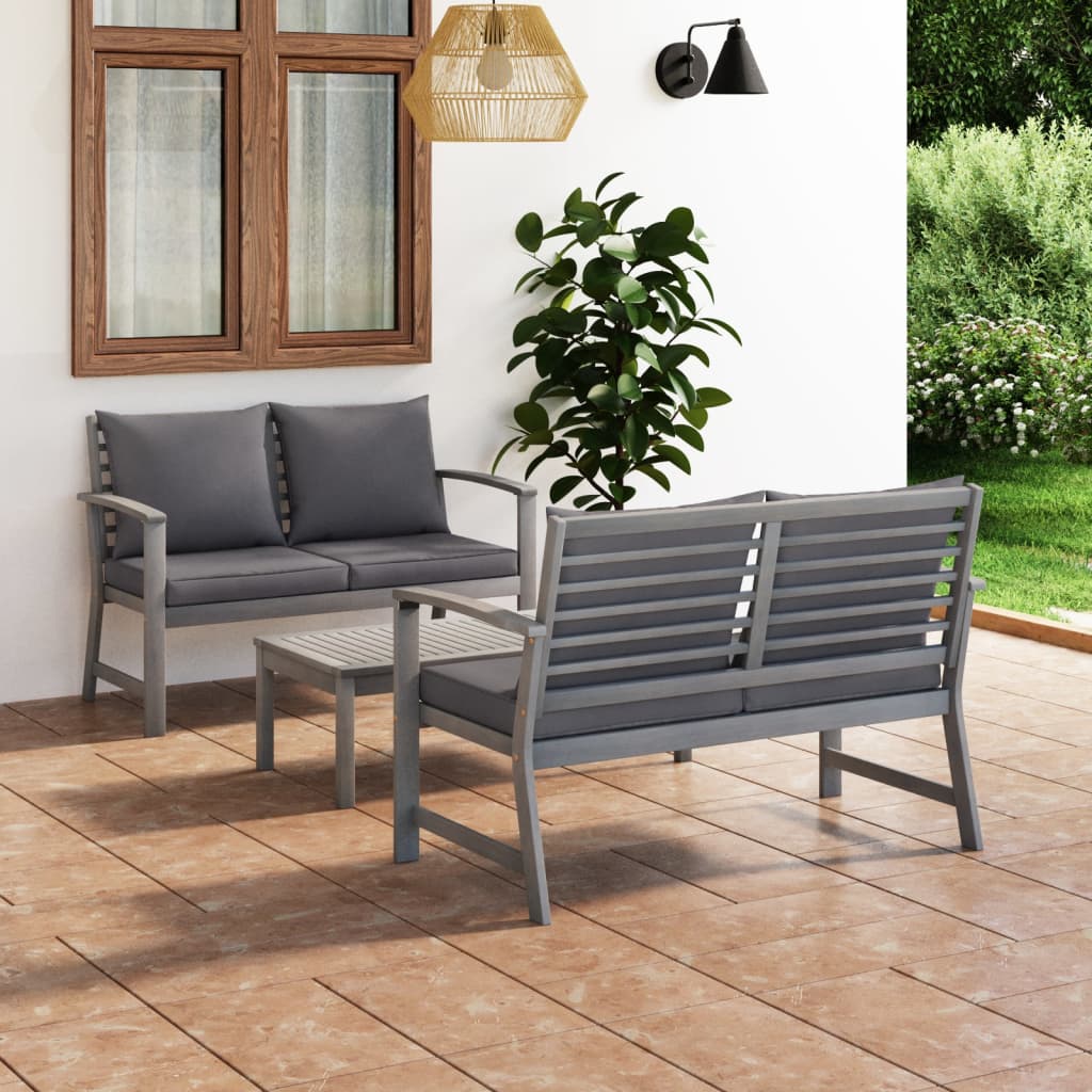 Set Mobilier De Grădină Cu Perne, 5 Piese, , Lemn De Acacia