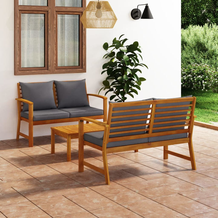 Set Mobilier De Grădină Cu Perne, 5 Piese, , Lemn De Acacia
