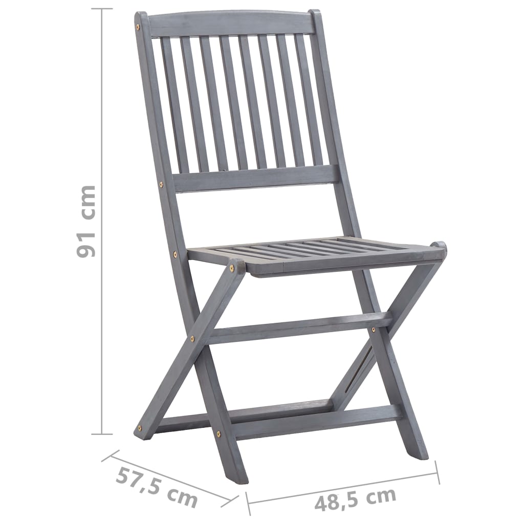 Set Mobilier De Grădină, 5 Piese, Gri, Lemn Masiv De Acacia