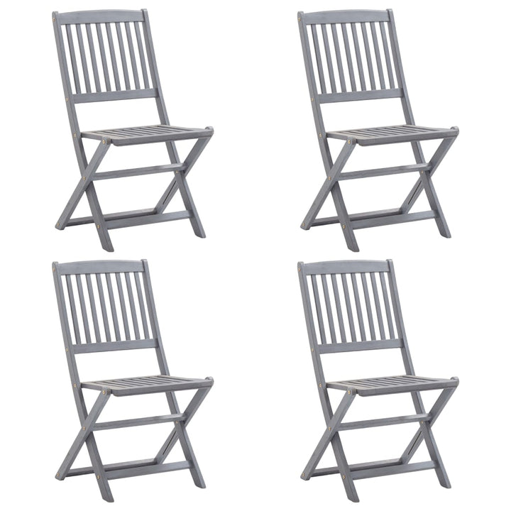 Set Mobilier De Grădină, 5 Piese, Gri, Lemn Masiv De Acacia