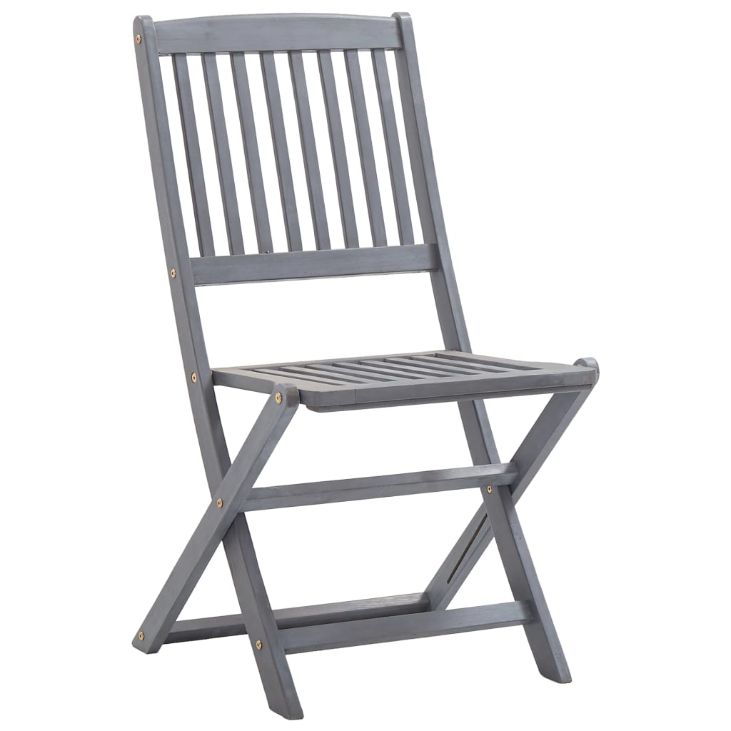 Set Mobilier De Grădină, 5 Piese, Gri, Lemn Masiv De Acacia