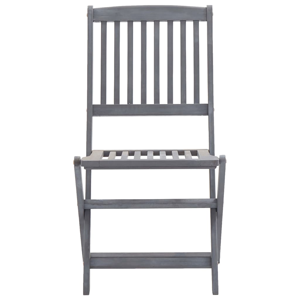 Set Mobilier De Grădină, 5 Piese, Gri, Lemn Masiv De Acacia