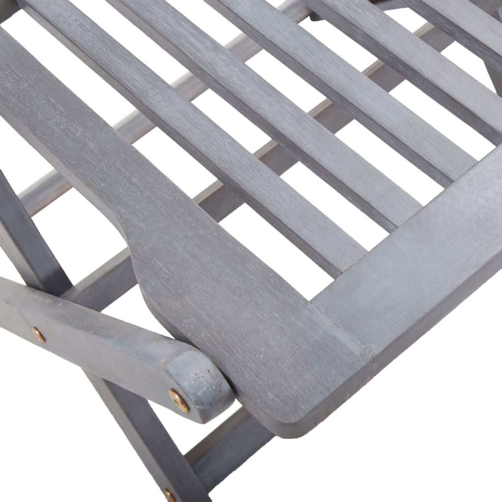 Set Mobilier De Grădină, 5 Piese, Gri, Lemn Masiv De Acacia