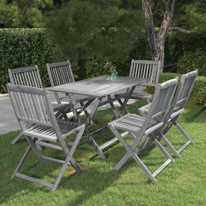 Set Mobilier De Grădină, 5 Piese, Gri, Lemn Masiv De Acacia
