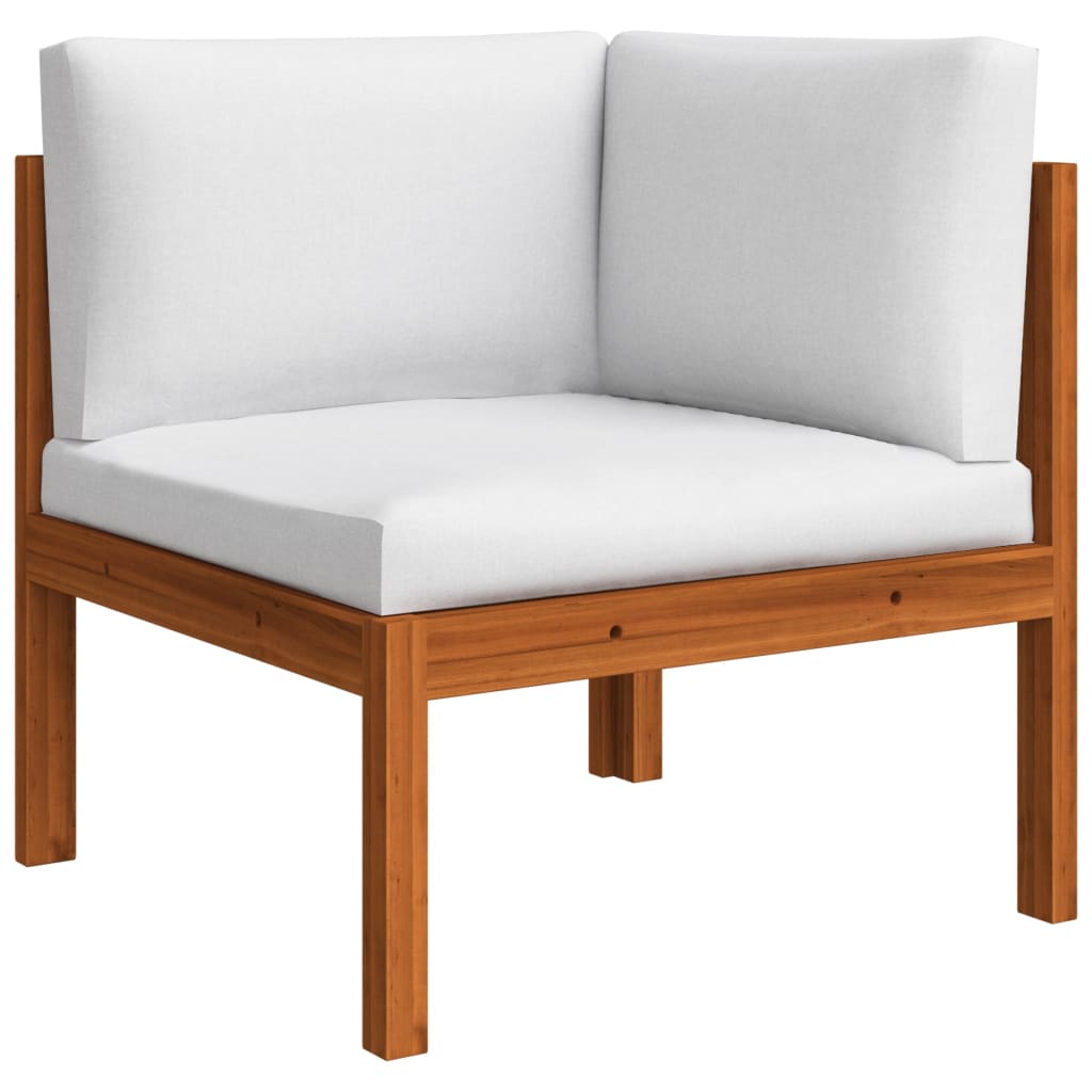 Set Mobilier Grădină Cu Perne, Crem, 5 Piese, Lemn Masiv Acacia