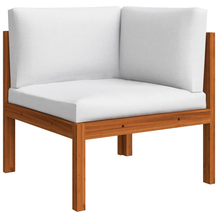 Set Mobilier Grădină Cu Perne, Crem, 5 Piese, Lemn Masiv Acacia