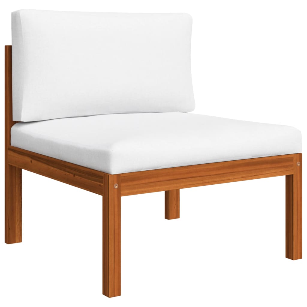 Set Mobilier Grădină Cu Perne, Crem, 5 Piese, Lemn Masiv Acacia