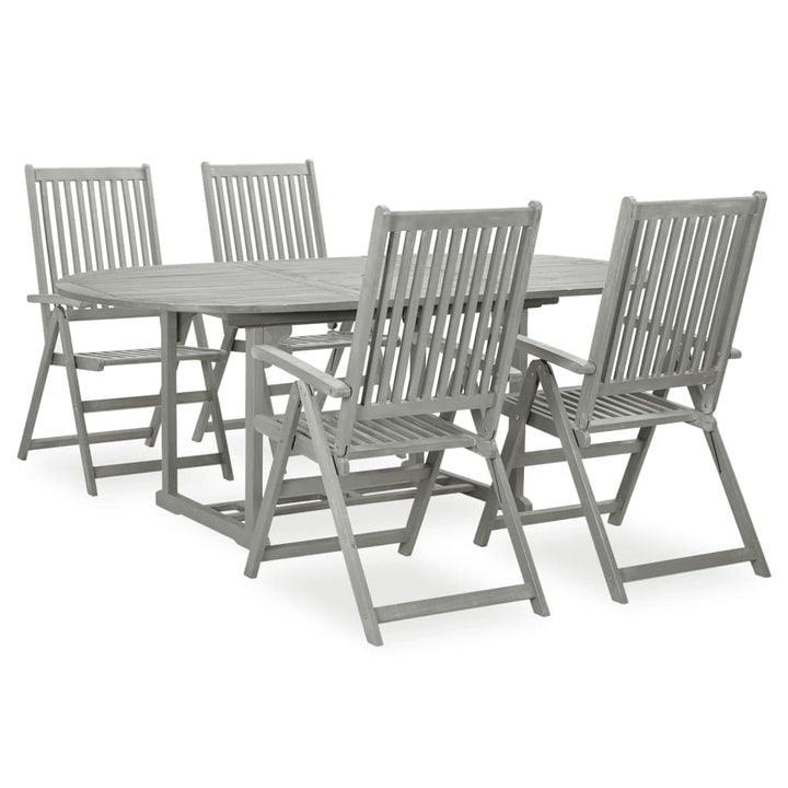 Set Mobilier De Exterior, 7 Piese, Gri, Lemn Masiv De Acacia