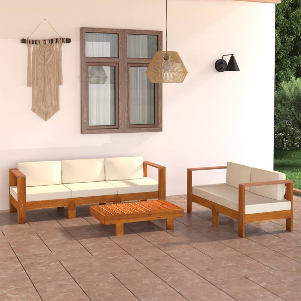 Set Mobilier Grădină Perne , 8 Piese, Lemn Acacia