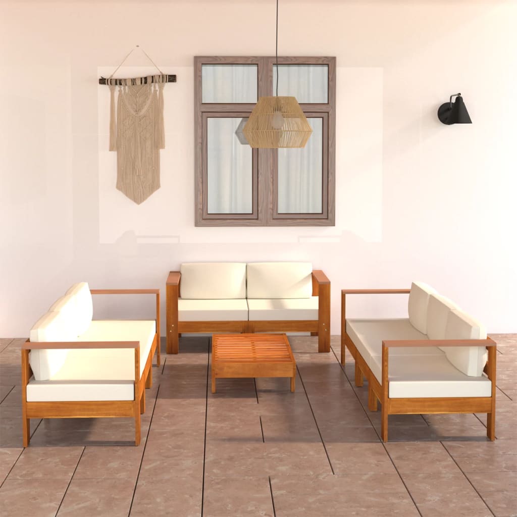 Set Mobilier Grădină Perne , 8 Piese, Lemn Acacia