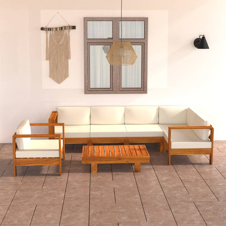 Set Mobilier Grădină Perne , 8 Piese, Lemn Acacia