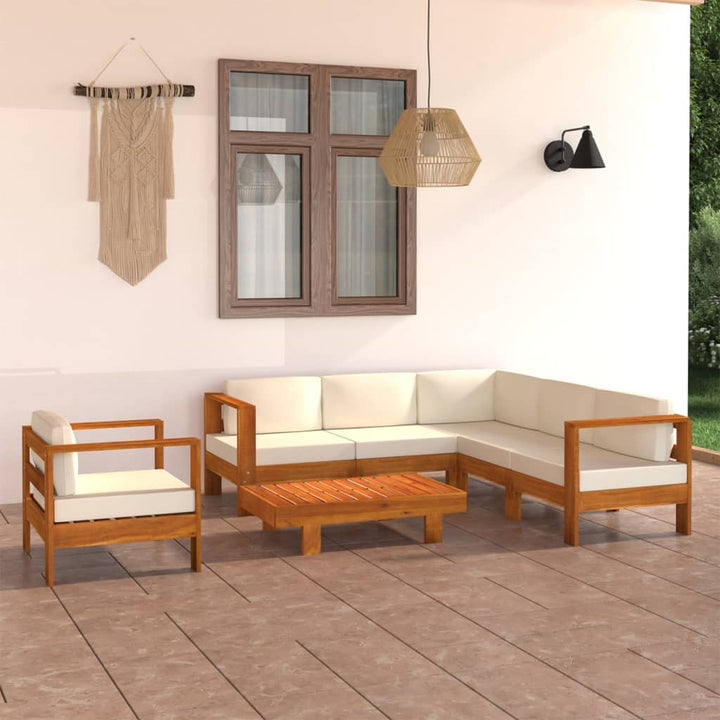 Set Mobilier Grădină Perne , 8 Piese, Lemn Acacia