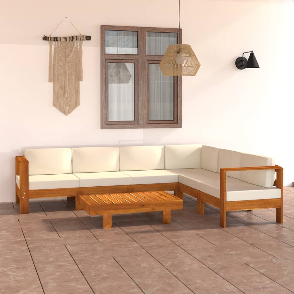 Set Mobilier Grădină Perne , 8 Piese, Lemn Acacia