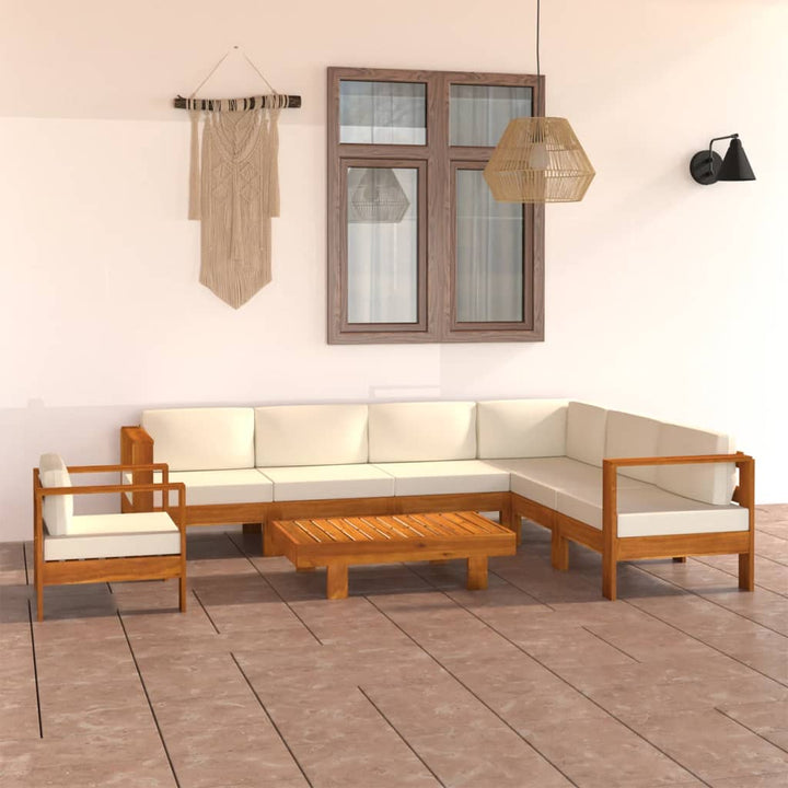 Set Mobilier Grădină Perne , 8 Piese, Lemn Acacia