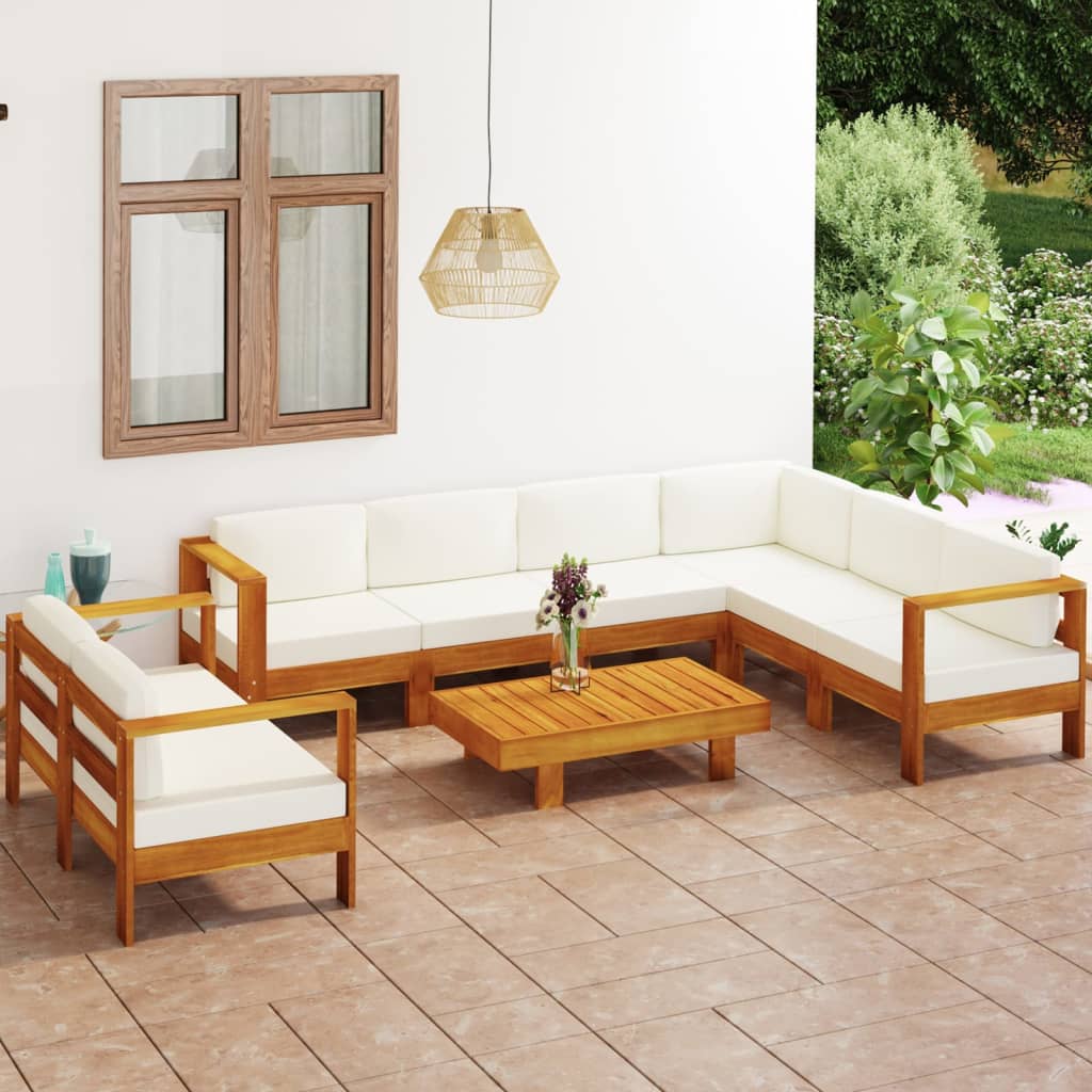 Set Mobilier Grădină Perne , 8 Piese, Lemn Acacia