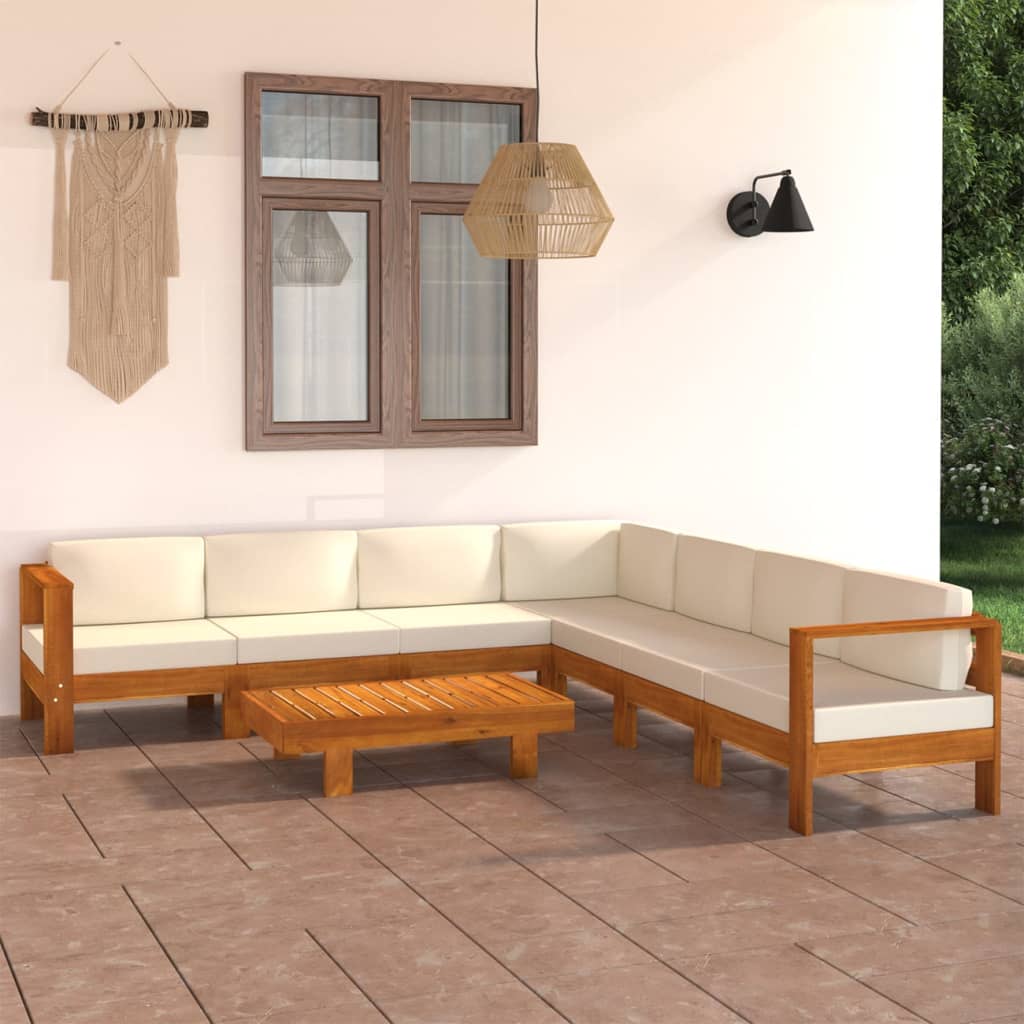 Set Mobilier Grădină Perne , 8 Piese, Lemn Acacia