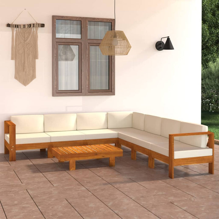 Set Mobilier Grădină Perne , 8 Piese, Lemn Acacia