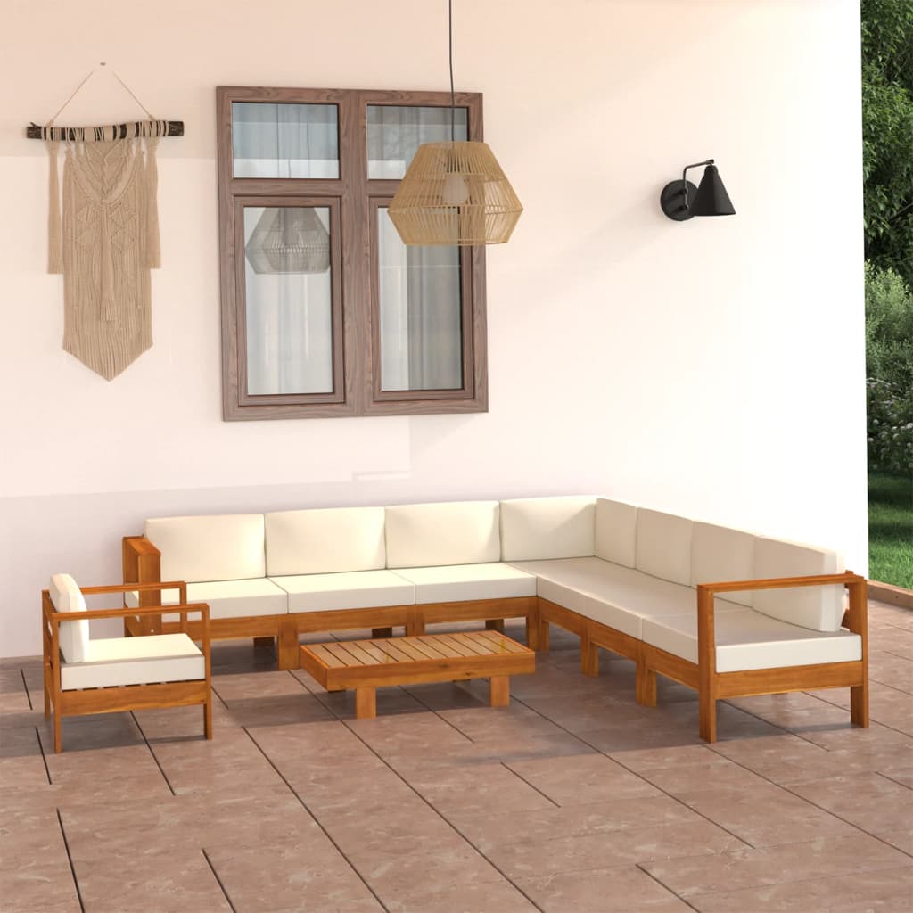Set Mobilier Grădină Perne , 8 Piese, Lemn Acacia