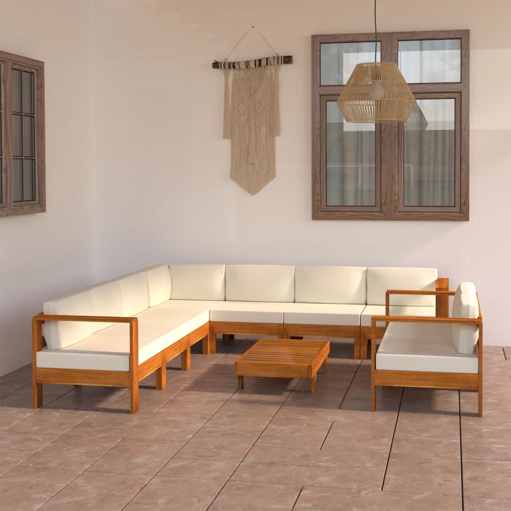 Set Mobilier Grădină Perne , 8 Piese, Lemn Acacia