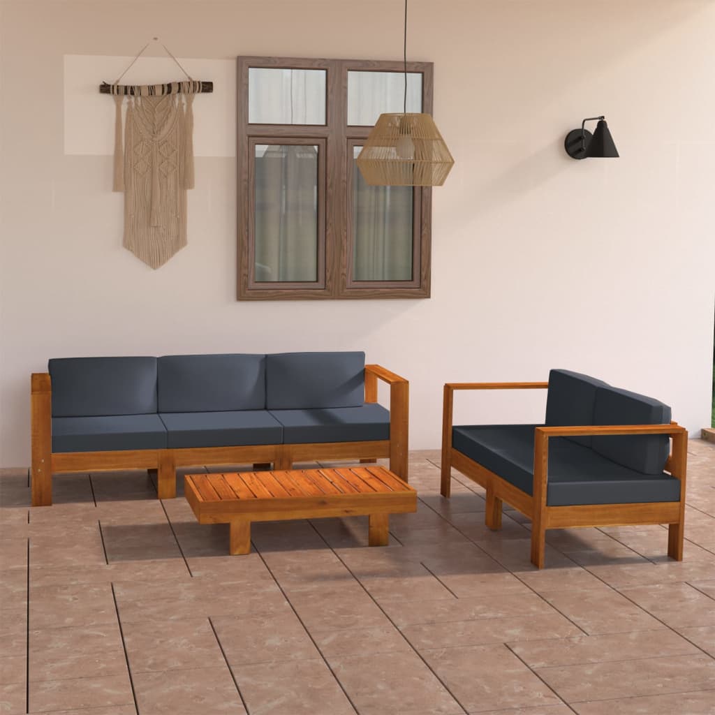 Set Mobilier Grădină Perne , 8 Piese, Lemn Acacia